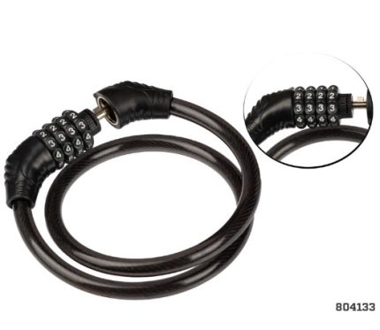 CANDADO DE CABLE ESPIRAL DE CLAVE 10X650MM XT448B ACERO NEGR