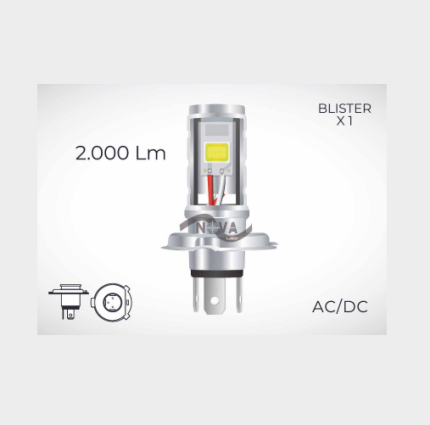BOMBILLO LED COB H4 P43T 6W/12W 1800 LM AC/DC 0.6 A