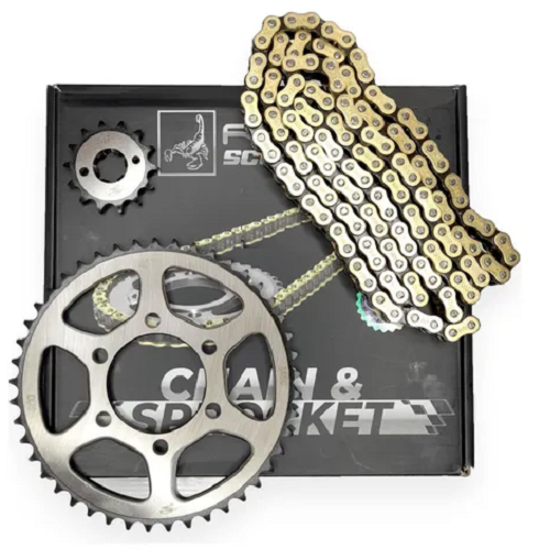 03735 KIT ARRASTRE 14X45 6H (428H-132 DORADA) XTZ 150 REVO SCORPION_KITX3 - Imagen 1