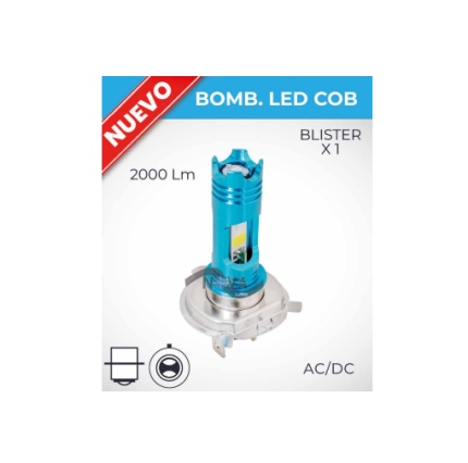 BOMB. LED COB H4 P43T 8/9W 12V AC/DC LUZ DIA