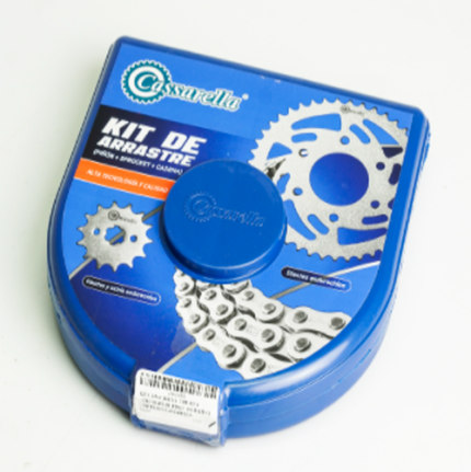 KIT ARRASTRE CAJA CADENA YBR 125 NIQUELADA 4 HUECOS PT 43C PD14C 428 - 120 CASS