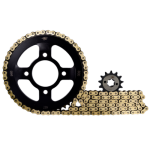 KIT ARRASTRE 14X45 (428HX124 DORADA) LIBERO 125-LIBERO 124RV-YBR 125 ESD/REVO SC