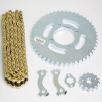 KIT DE ARRASTRE YBR 125 FUERZA  YD 110 4 HUECOS CADENA DORADA 428H-132 CASSARELL - Imagen 2