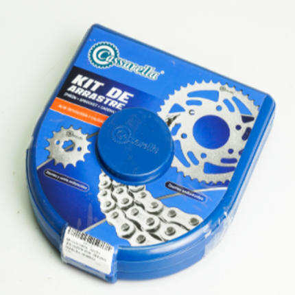 KIT DE ARRASTRE XTZ 125 4 HUECOS (PT50C-PD14C-428-H-124-C) NIQUELADA CASSARELLA