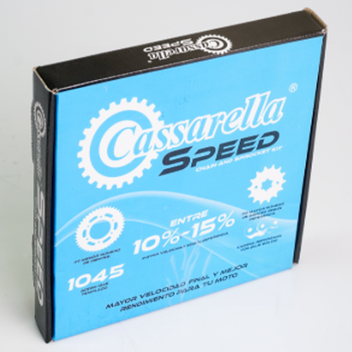 11349 KIT DE ARRASTRE FZ 160 SPEED 6 HUECOS (PT38CPD16C-428-H-132-C) DORADA CASSARELLA - Imagen 1
