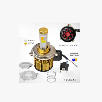BOMBILLO LED DORADO H4 6000K DC LUZ BAJA SW/LUZ ALTA AM/AUX.BICOLOR
