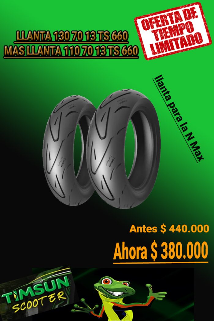 COMBO DE LLANTAS 130 70 13 Y 110 70 13 TIMSUN - Imagen 1
