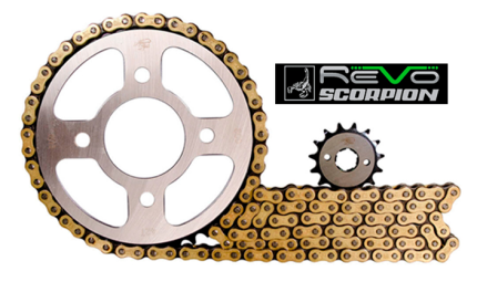 KIT ARRASTRE 14X46 4H (428H-136 DORADA).RAIDER 125/REVO SCORPION_KITX3