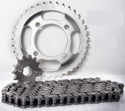 KIT ARRASTRE E STORM 125-CB 125E-POWER SPORT 14X37 (428H-124 DORADA)/REVO SCORP