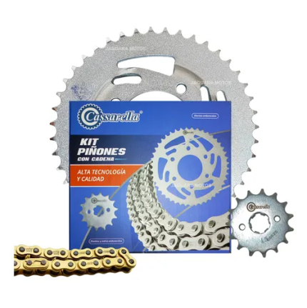 KIT CAJA CADENA - PULSAR N 250 6 HUECOS (PT44C-PD15C-520-H-110-C) DORADA CASSARA