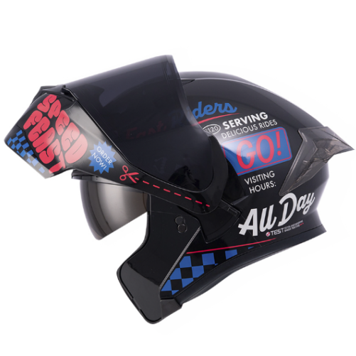 13933 CASCO ABATIBLE ICH 3120 FIFTIES NEGRO ROJO TALLA XL - Imagen 1