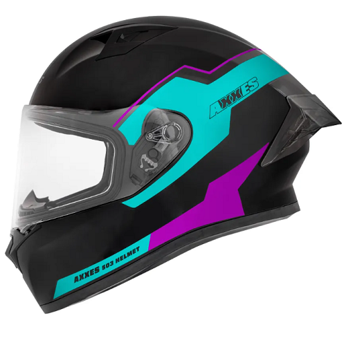 13324 CASCO AXXES INTEGRADO BLOK NEGRO TURQ BRILLO TALLA M - Imagen 1