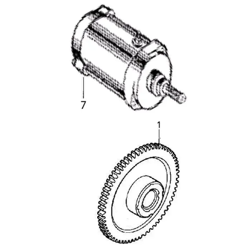 14909 MOTOR DE ARRANQUE CON PIÑON AKT 125 150 - Imagen 1